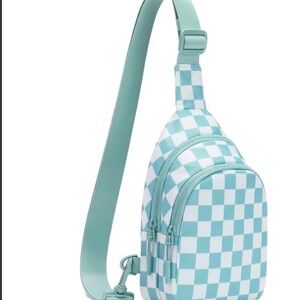 NEW On-The-Go Checkered Sling Bag in Blue and White (Kenzie)